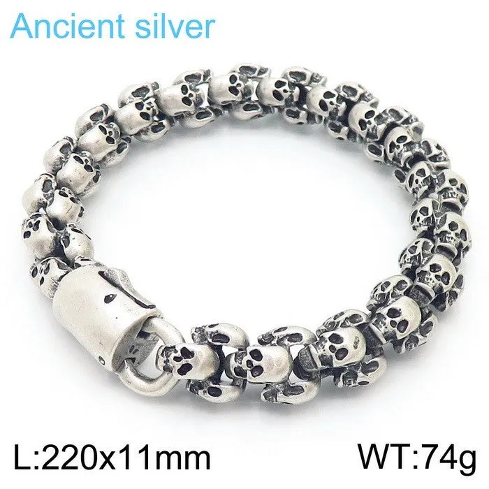 Trendy Men's Skull Bracelet in Retro Titanium Steel - Personalized Stainless Steel Ghost Head Jewelry Wholesale