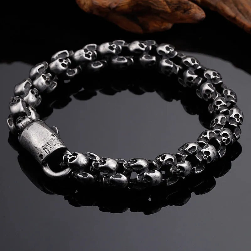 Trendy Men's Skull Bracelet in Retro Titanium Steel - Personalized Stainless Steel Ghost Head Jewelry Wholesale