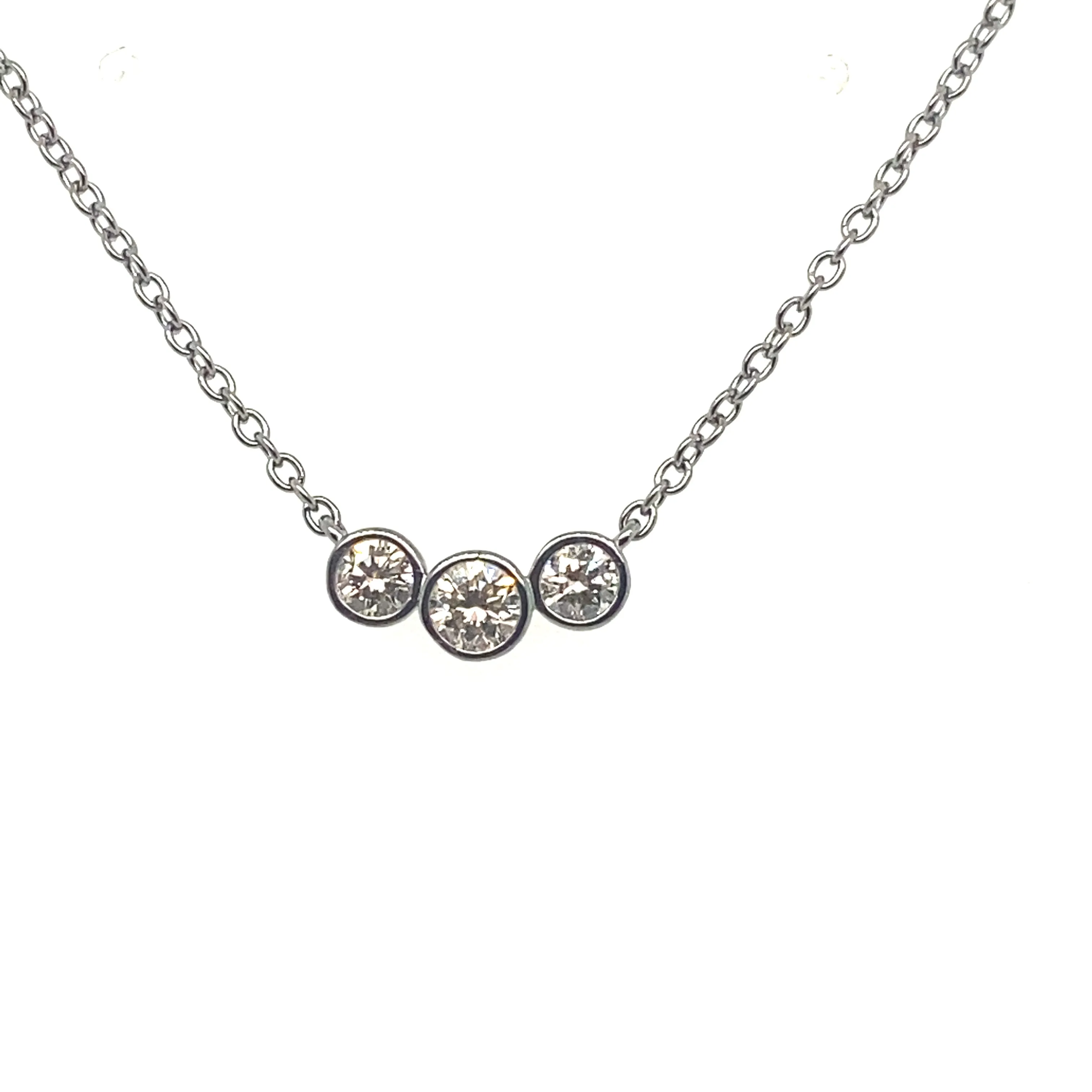 Triple Bezel Set Diamond Necklace