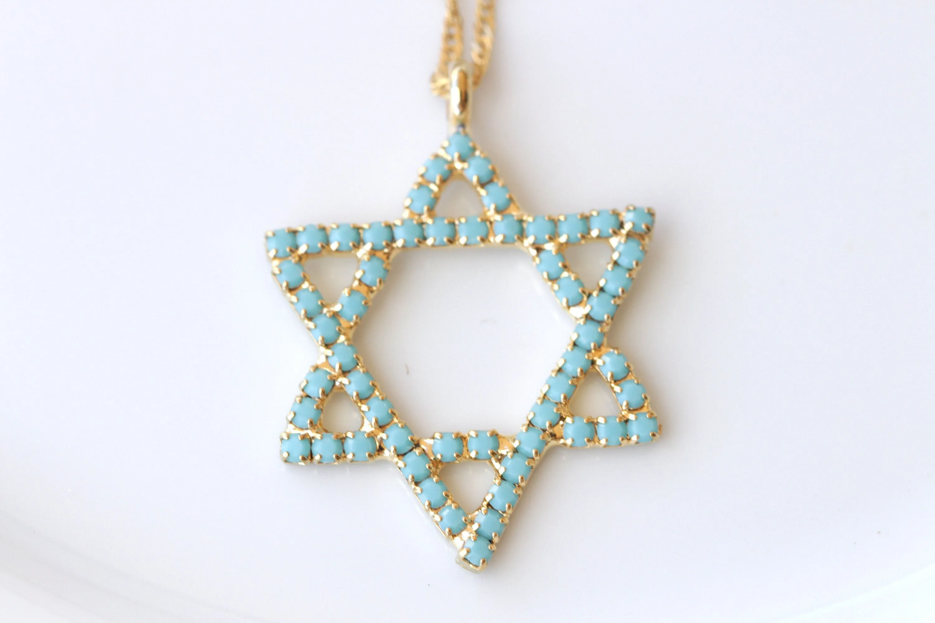 TURQUOISE STAR OF David Necklace