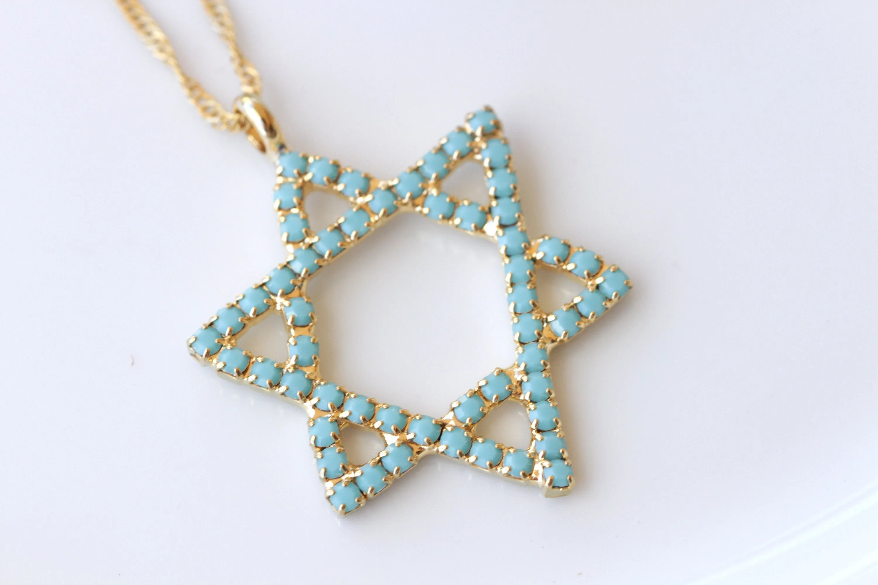 TURQUOISE STAR OF David Necklace