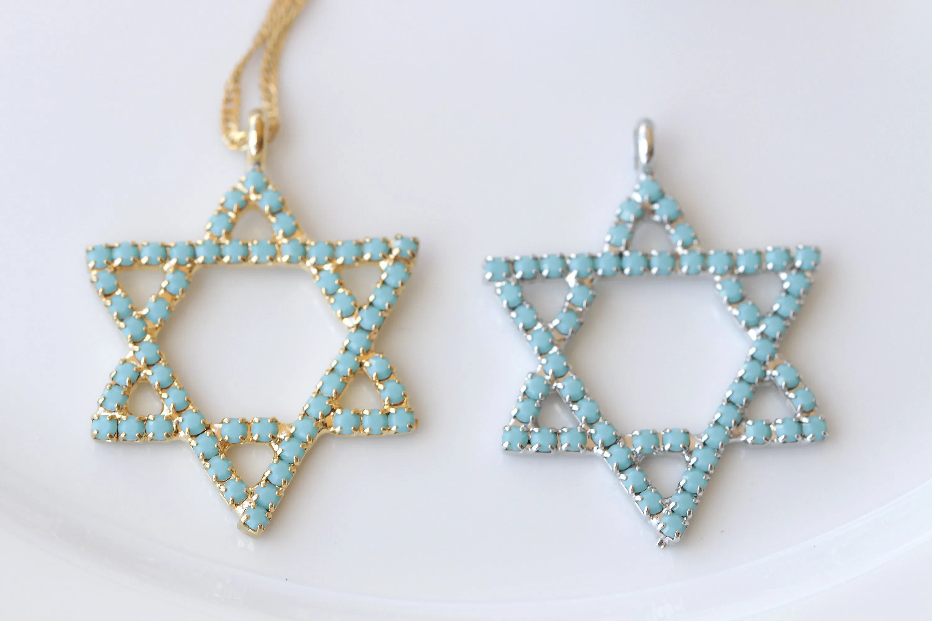 TURQUOISE STAR OF David Necklace