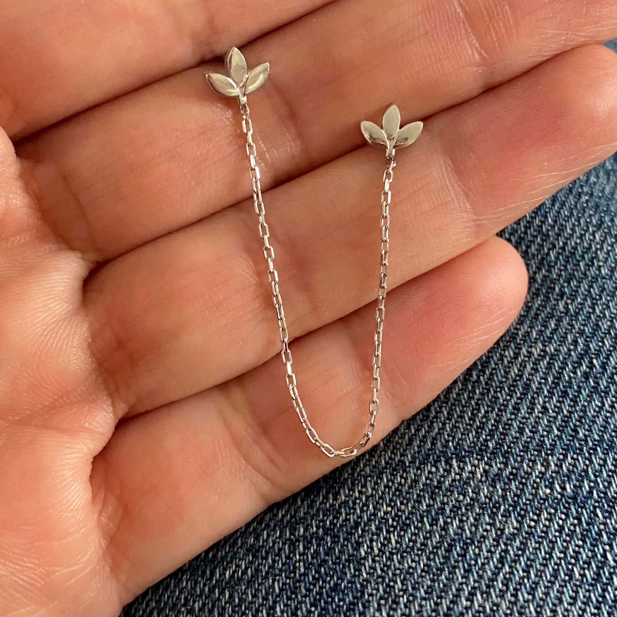 Twin earrings with chains - Sold as single Item