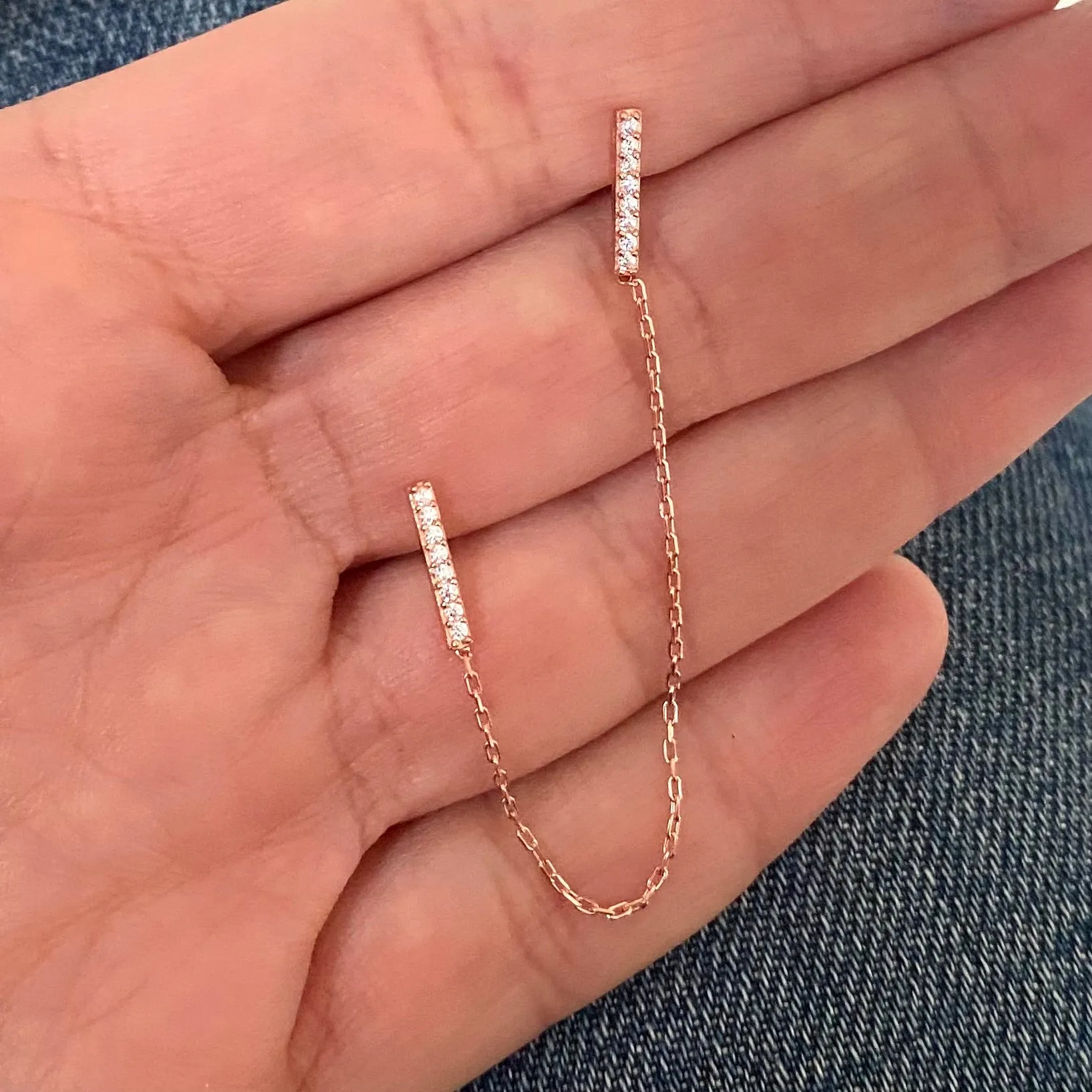 Twin earrings with chains - Sold as single Item