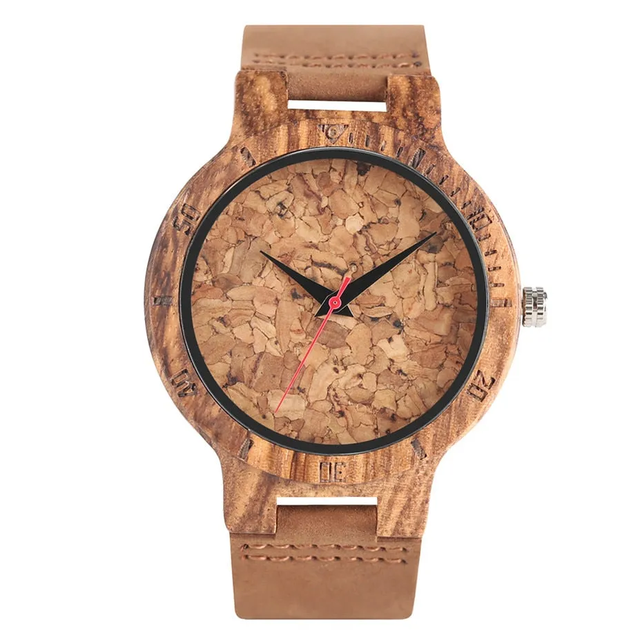 Unique Irregular Pattern Display Wood Watches Quartz Timepiece Men's Genuine Leather Casual Hot Fashion Male Wooden Clock reloj.