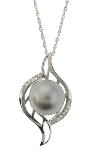 Up-Down Swoop Grey Tahitian Pearl Necklace (SKU: 192631)