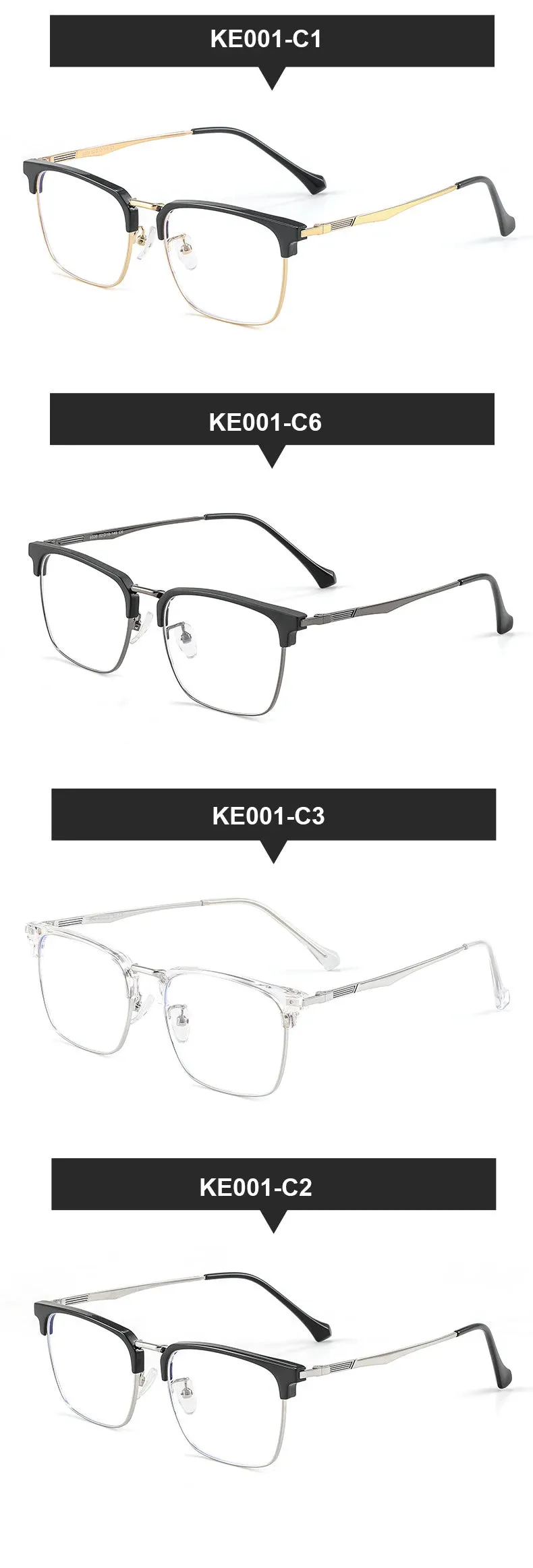 Vicky Mens Full Rim Square Alloy Reading Glasses Ke001