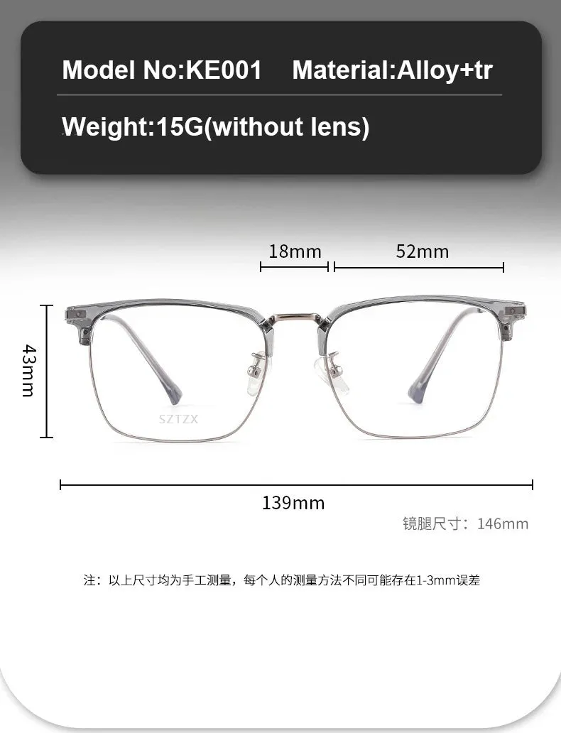 Vicky Mens Full Rim Square Alloy Reading Glasses Ke001