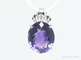 Vintage Amethyst Cubic Zirconia Sterling Silver Necklace Pendant