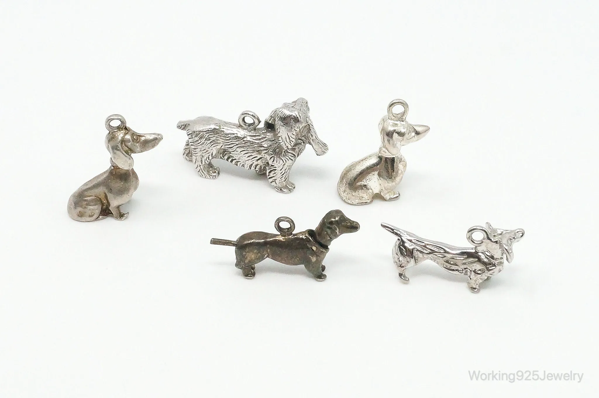 Vintage Antique Dachshund Sterling Silver Charms Lot