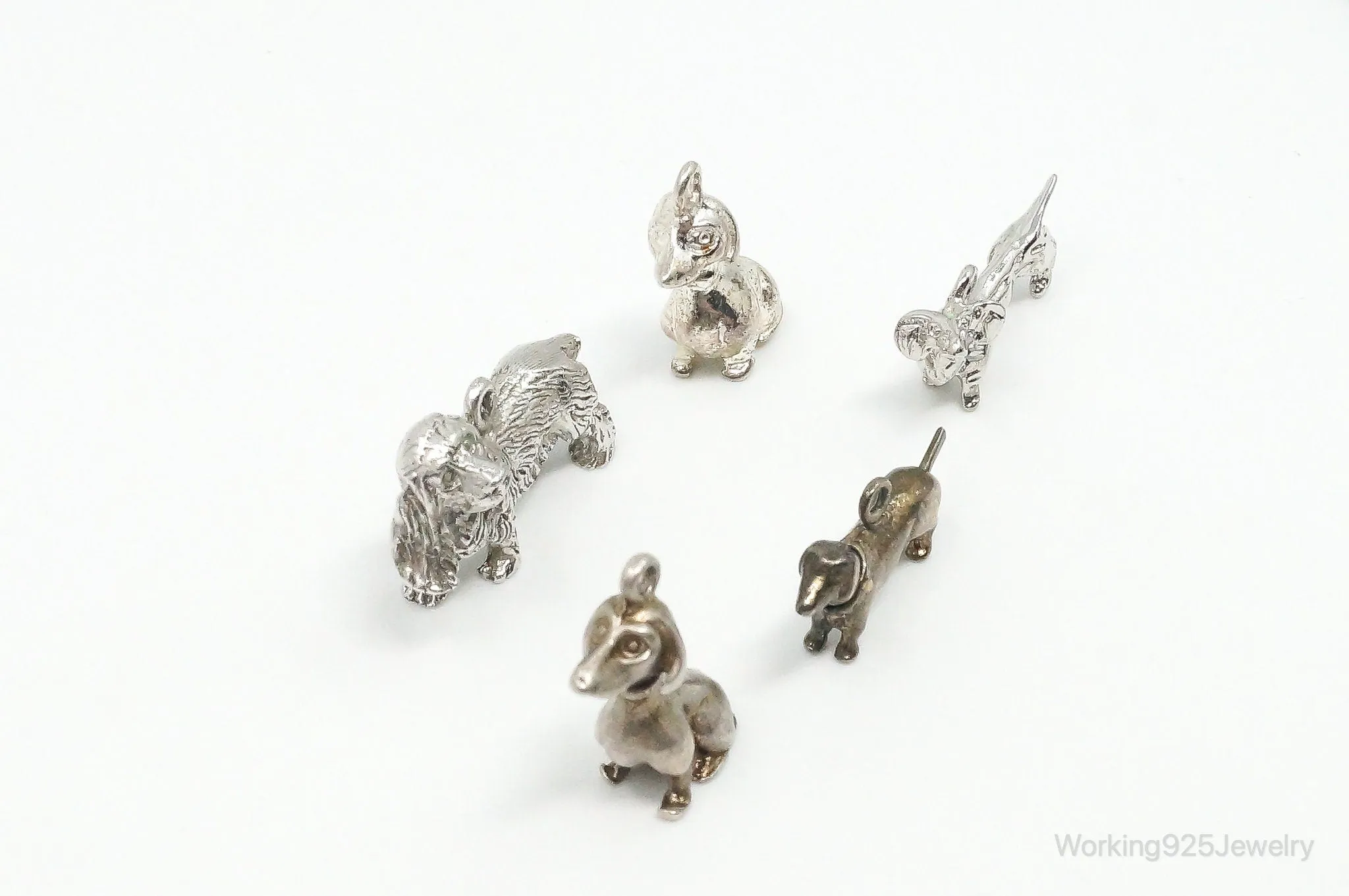 Vintage Antique Dachshund Sterling Silver Charms Lot