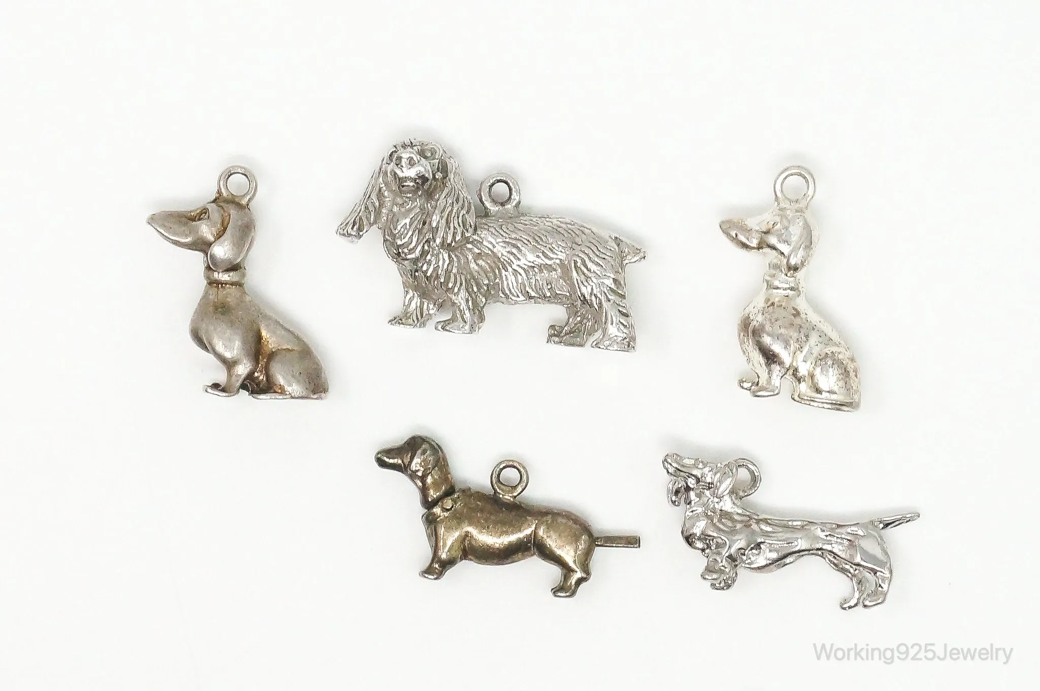 Vintage Antique Dachshund Sterling Silver Charms Lot