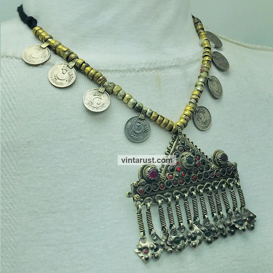 Vintage Beaded Chain Pendant Necklace