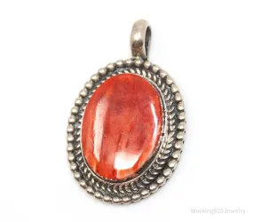 Vintage Handmade Native American EA Coral Sterling Silver Pendant