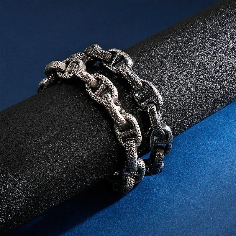 Vintage-Inspired Stainless Steel Men's Bracelet with Japanese Characters in Titanium Steel