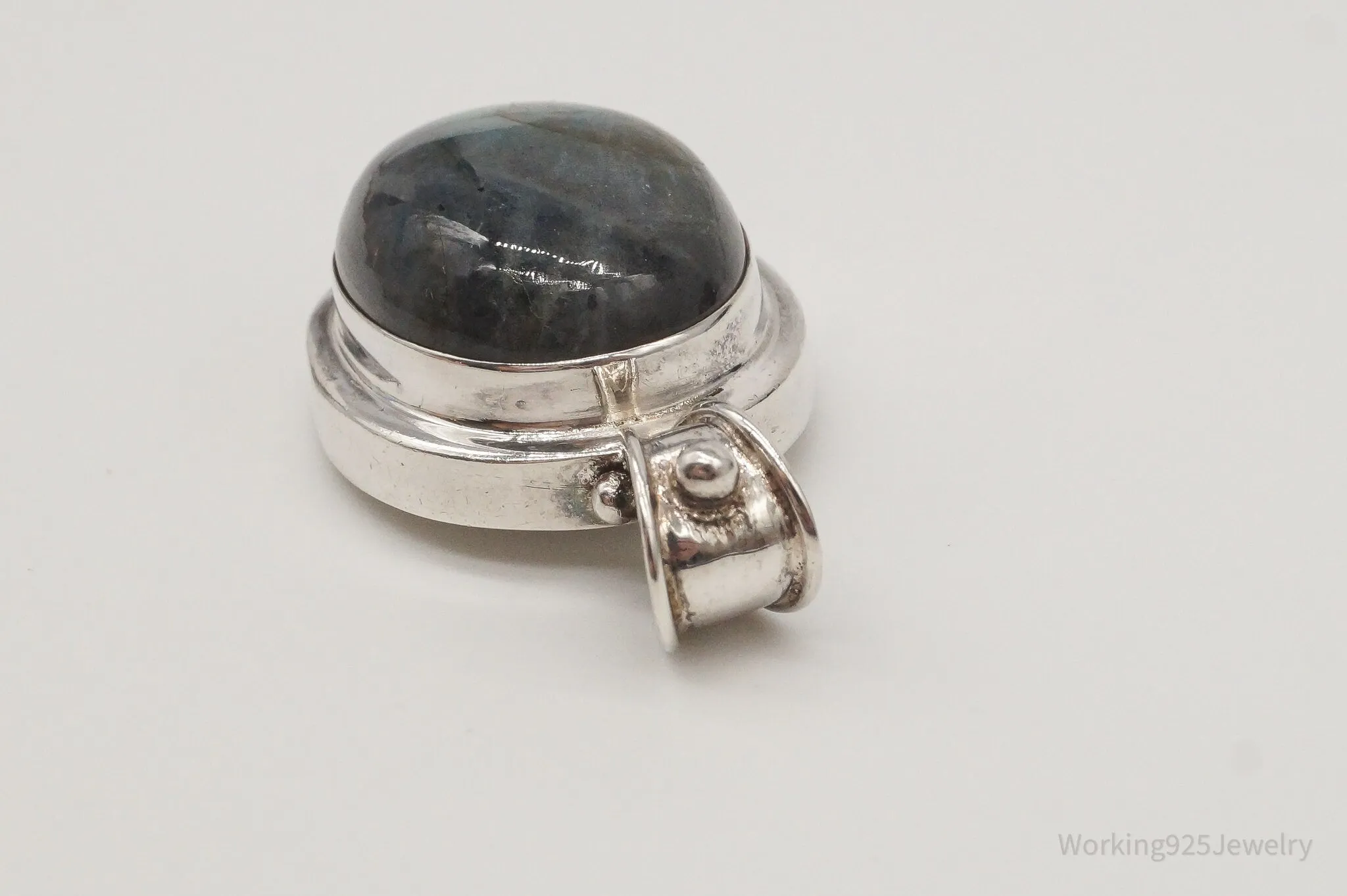 Vintage Large Labradorite Sterling Silver Pendant