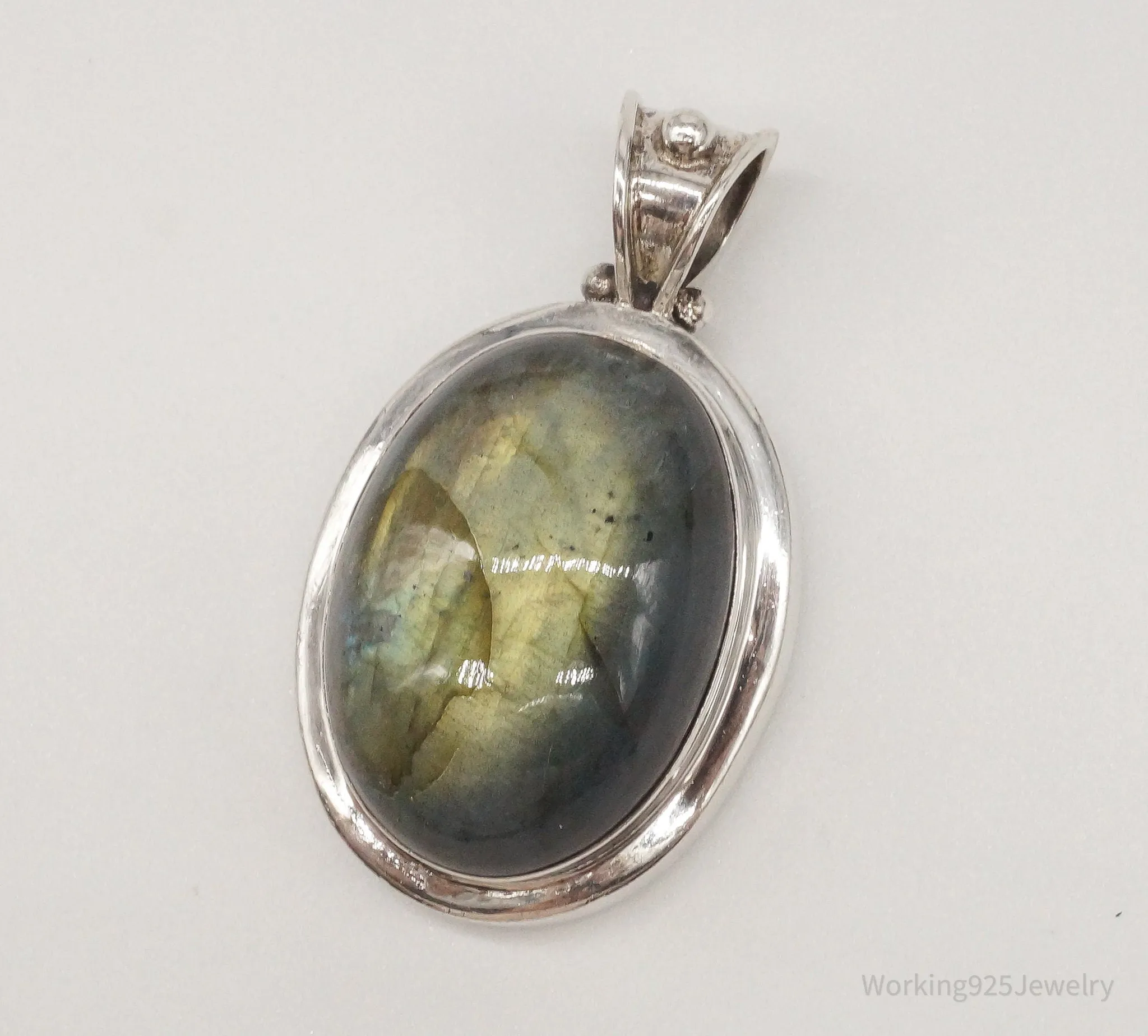 Vintage Large Labradorite Sterling Silver Pendant