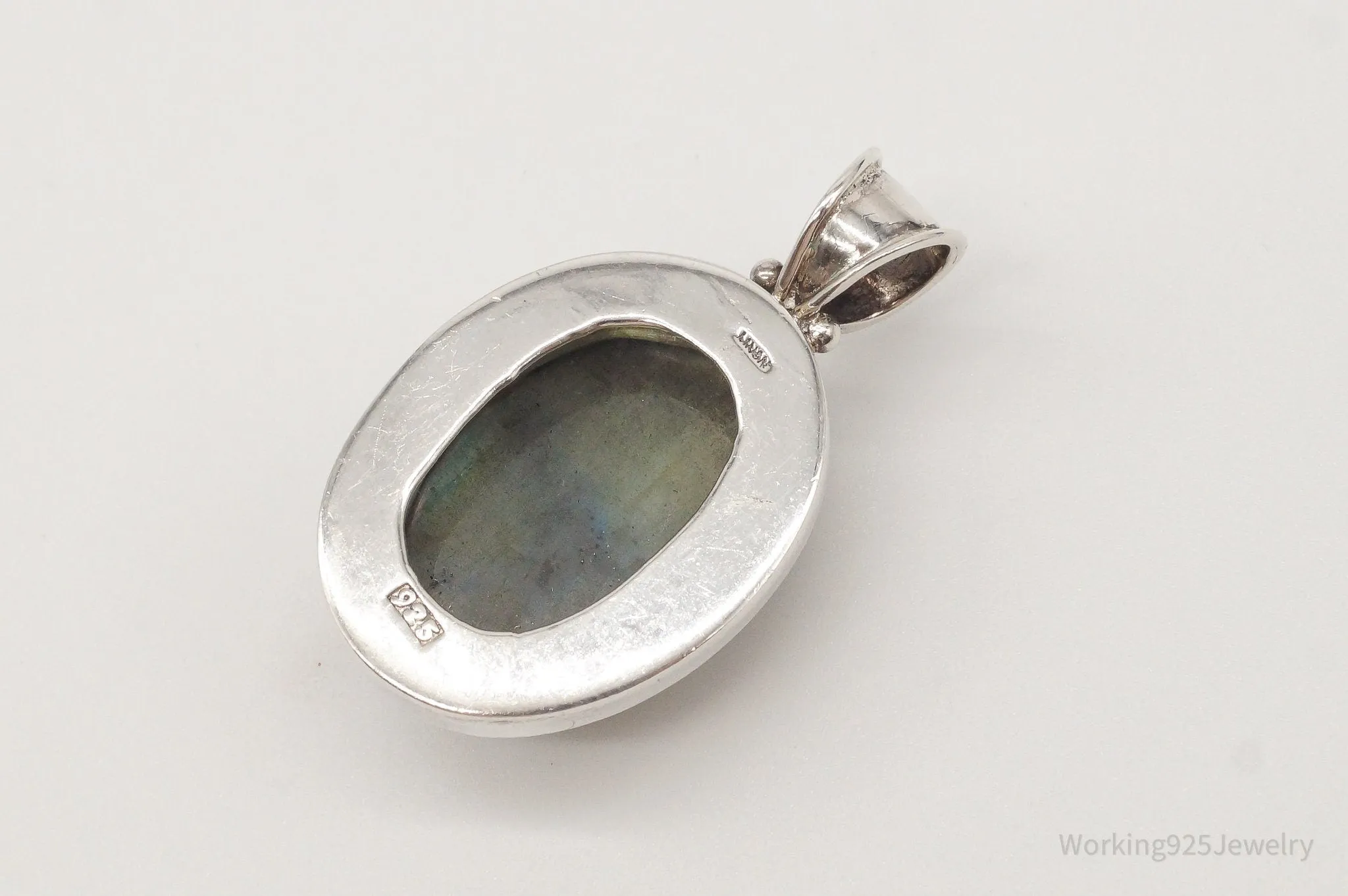 Vintage Large Labradorite Sterling Silver Pendant