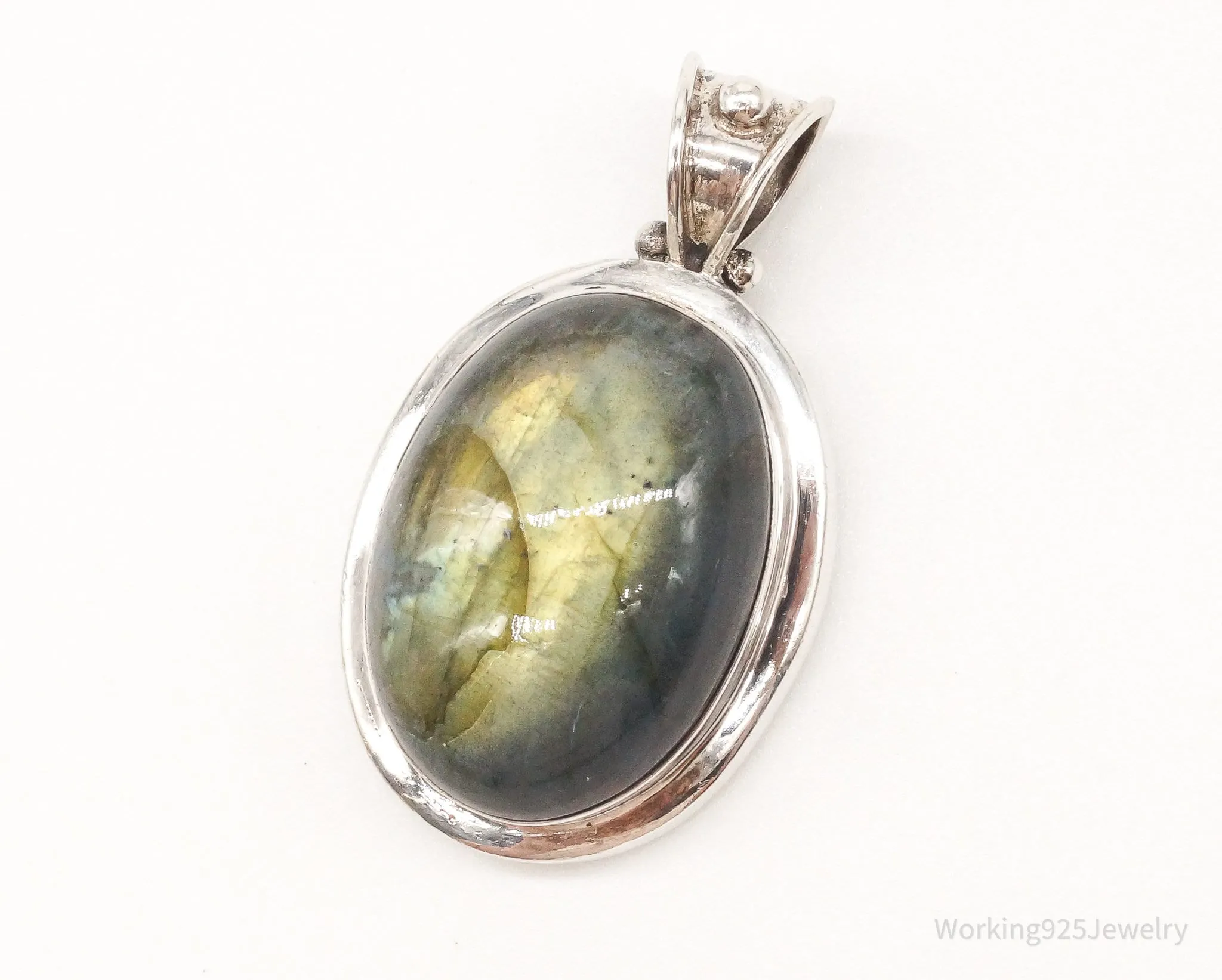 Vintage Large Labradorite Sterling Silver Pendant