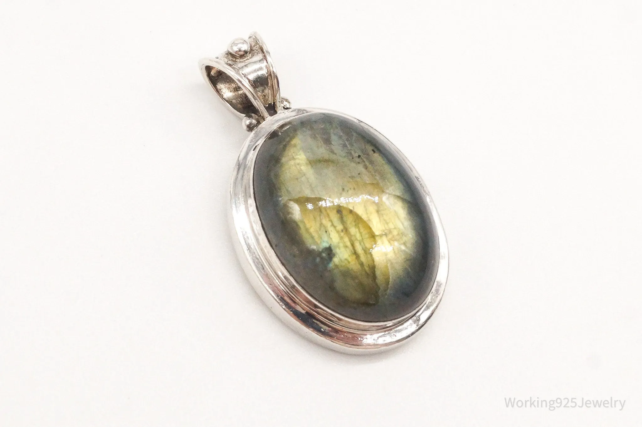 Vintage Large Labradorite Sterling Silver Pendant