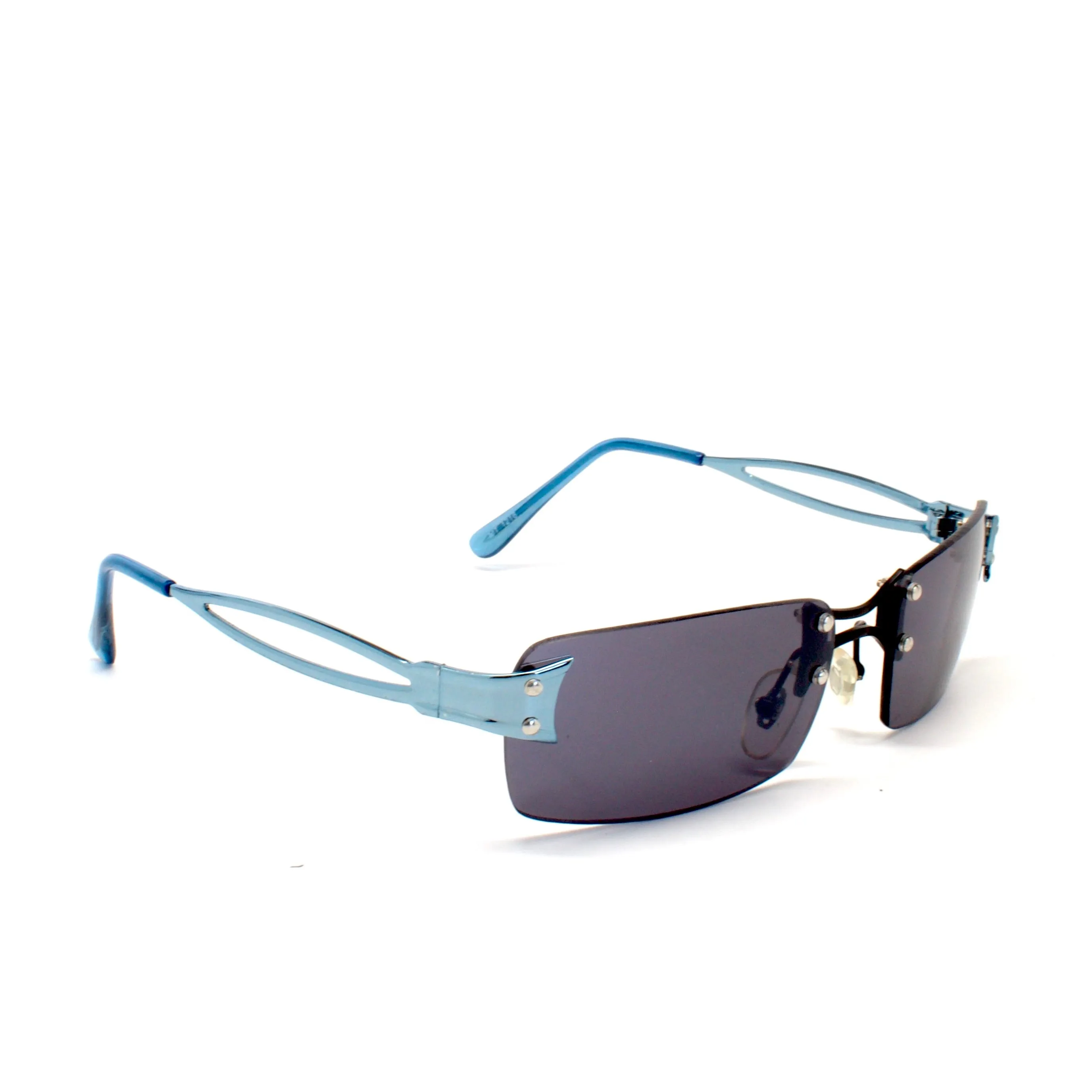 Vintage Small Size Y2K Rectangle Frameless Sunglasses - Blue