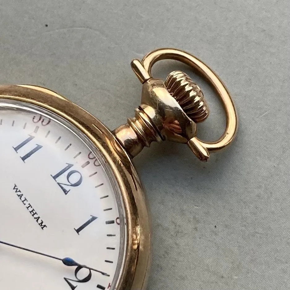 Waltham Pocket Watch Antique Manual Open Face 31mm Gold