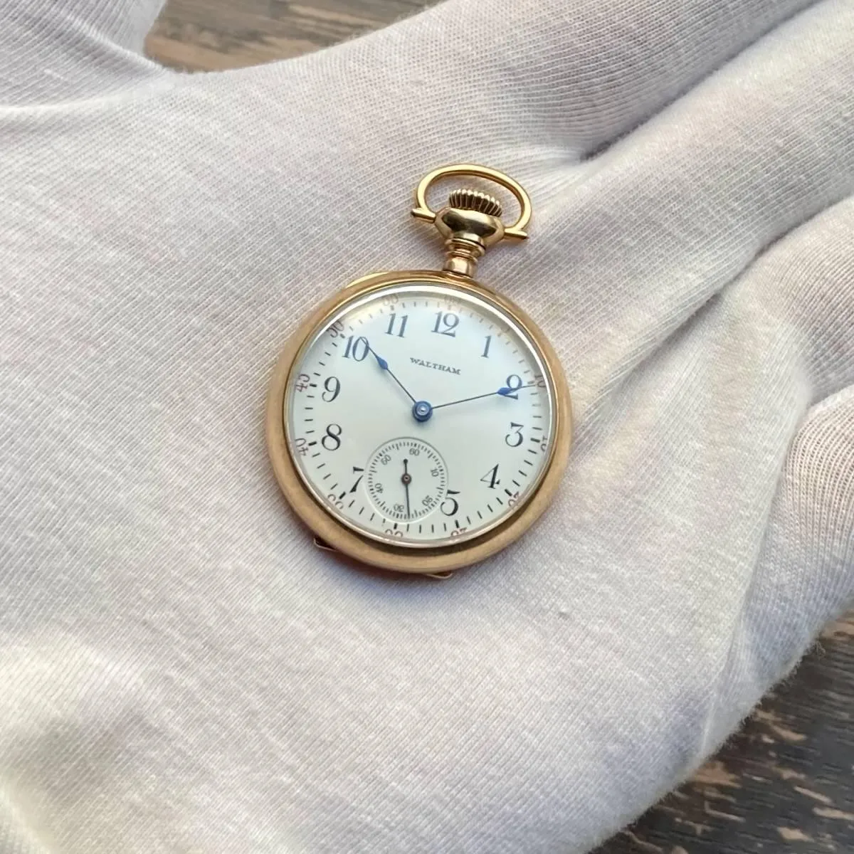 Waltham Pocket Watch Antique Manual Open Face 31mm Gold