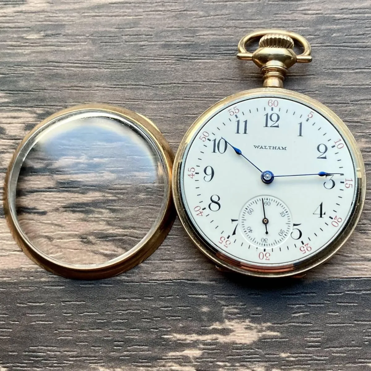 Waltham Pocket Watch Antique Manual Open Face 31mm Gold