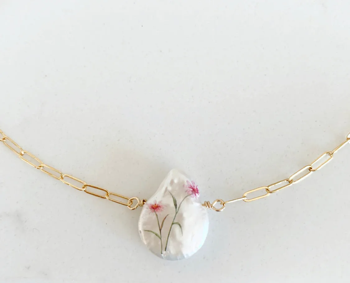 Water Color Printed Pearl Necklace