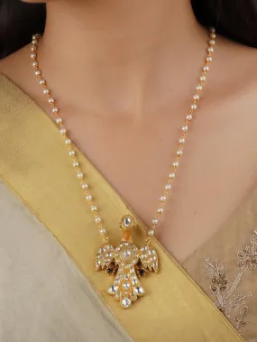 White Color Gold Plated Jadau Kundan Necklace - MN141Y