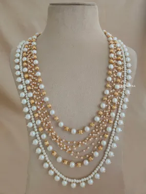 White Color Gold Plated Necklace/Mala - MN400