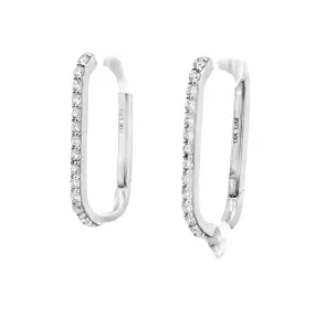 White Diamond Huggie Earrings