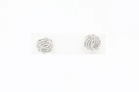 White Gold Diamond Cut Love Knot Earrings