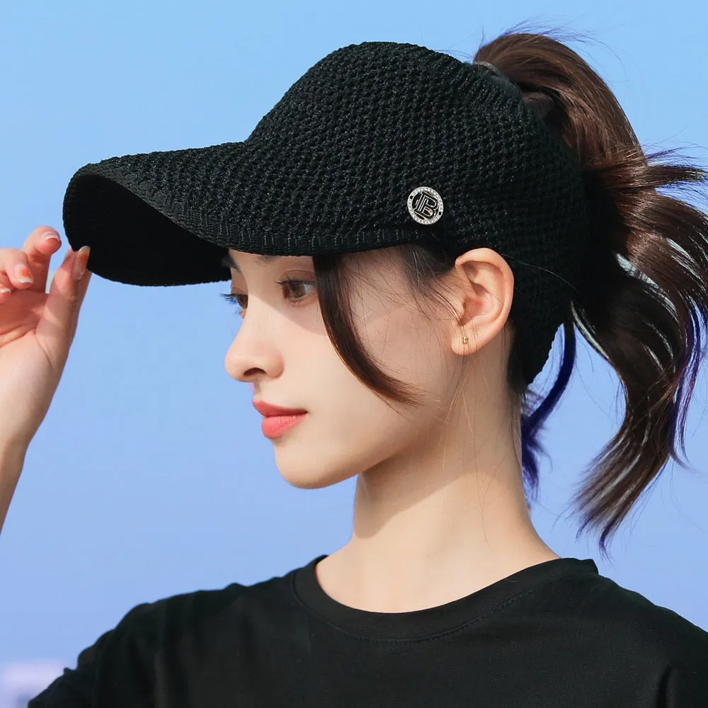 Women Color Matching Casual Spring And Autumn Hat Fashion  Letter Design Empty Top Cap For Female Knitted Hat