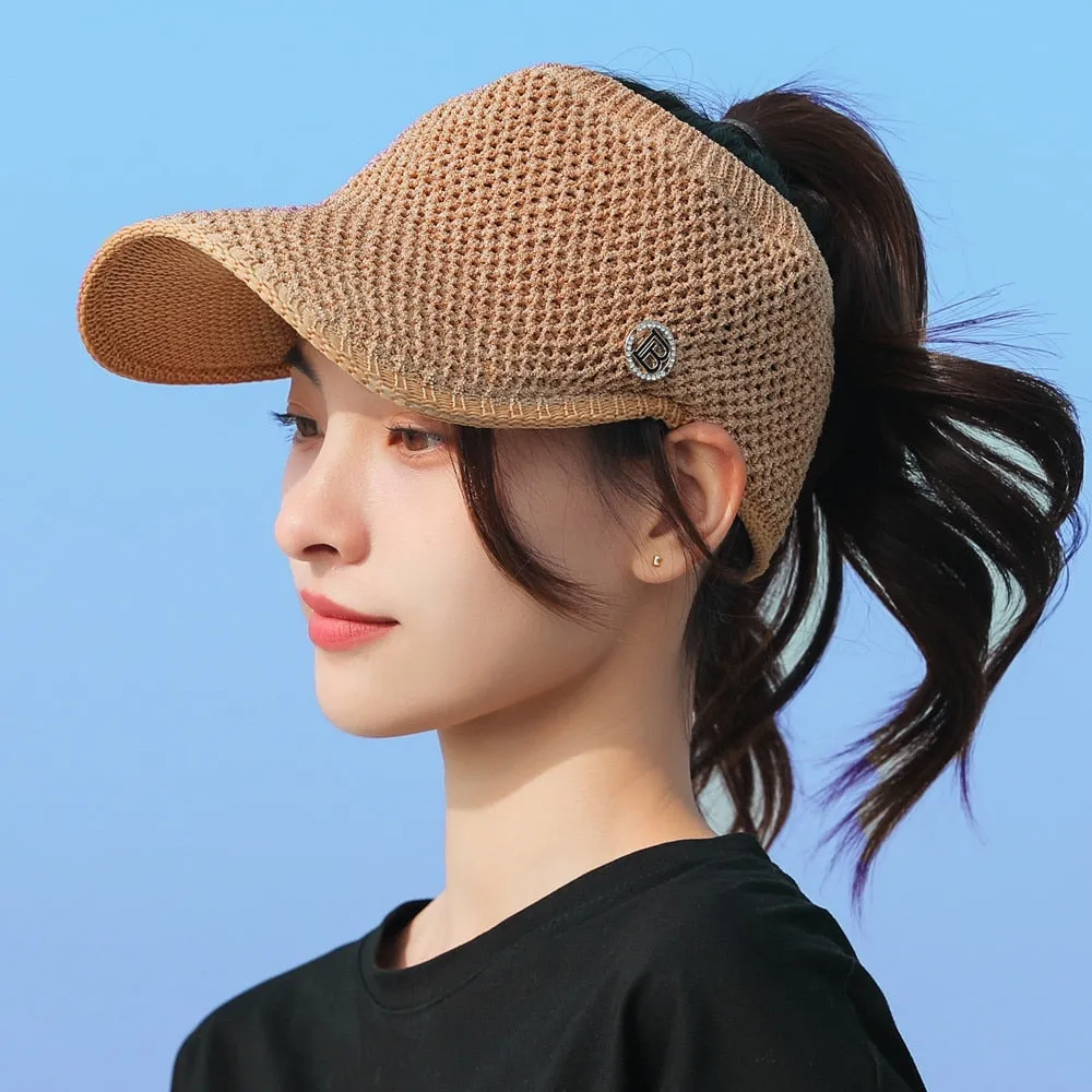 Women Color Matching Casual Spring And Autumn Hat Fashion  Letter Design Empty Top Cap For Female Knitted Hat