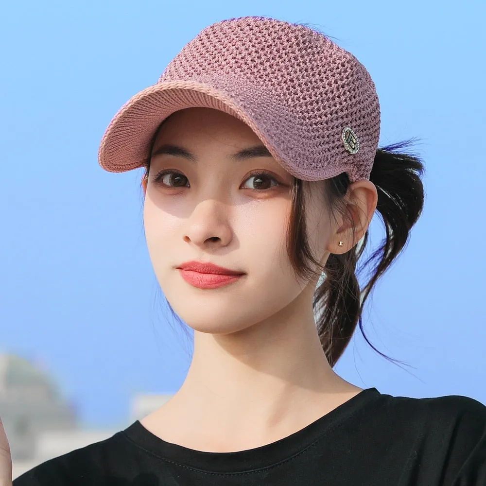 Women Color Matching Casual Spring And Autumn Hat Fashion  Letter Design Empty Top Cap For Female Knitted Hat