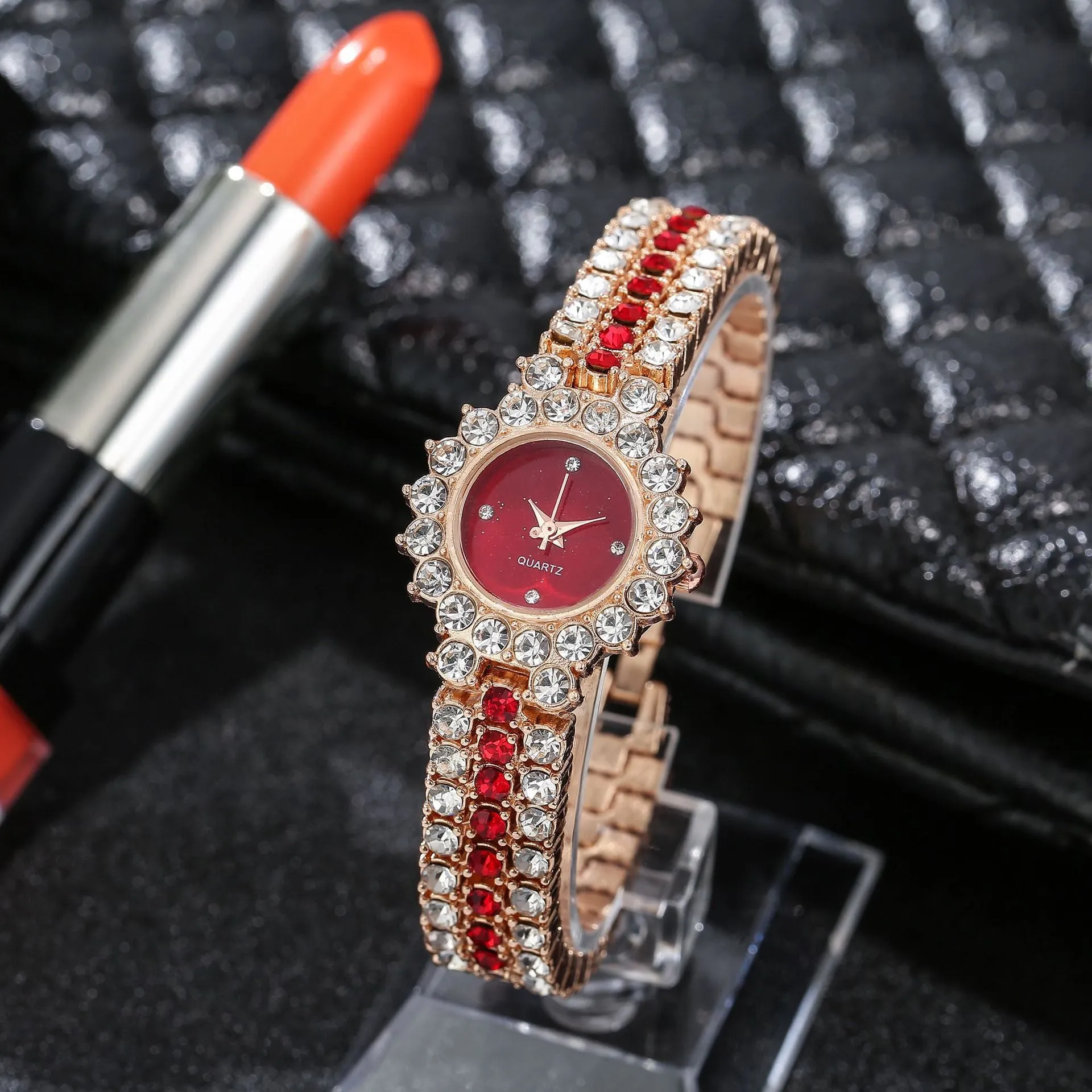 Women's Full Diamond Quartz Watch Fashion Women's Watches Student Trendy Starry Steel Belt Watch One Piece