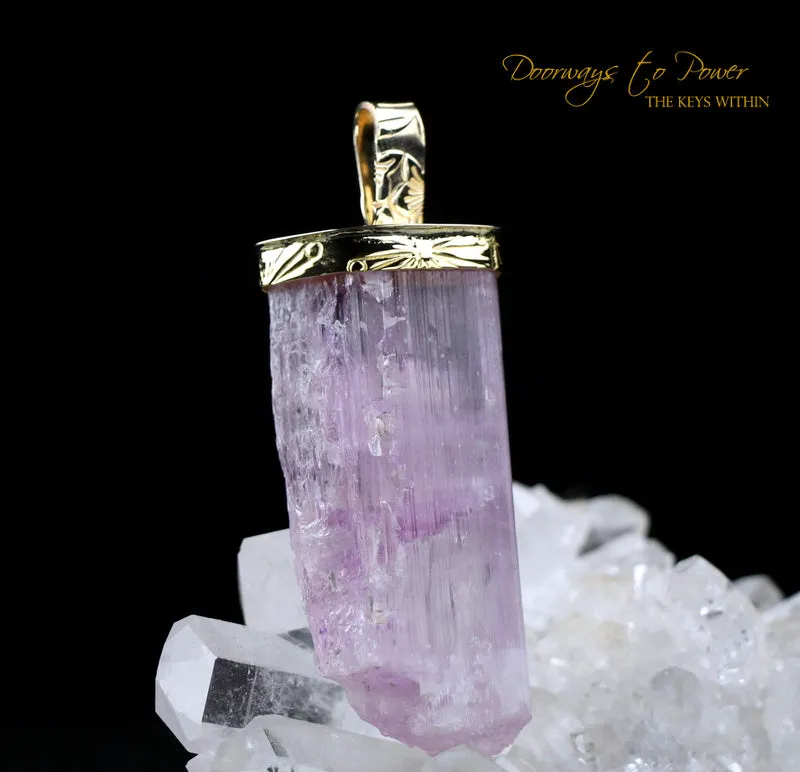 XL Pink Kunzite Light Language Crystal Pendant 22k™