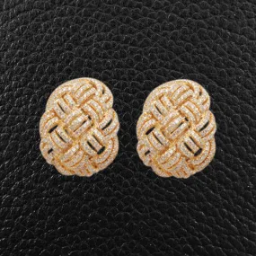 Yellow Gold & Diamond Woven Earrings