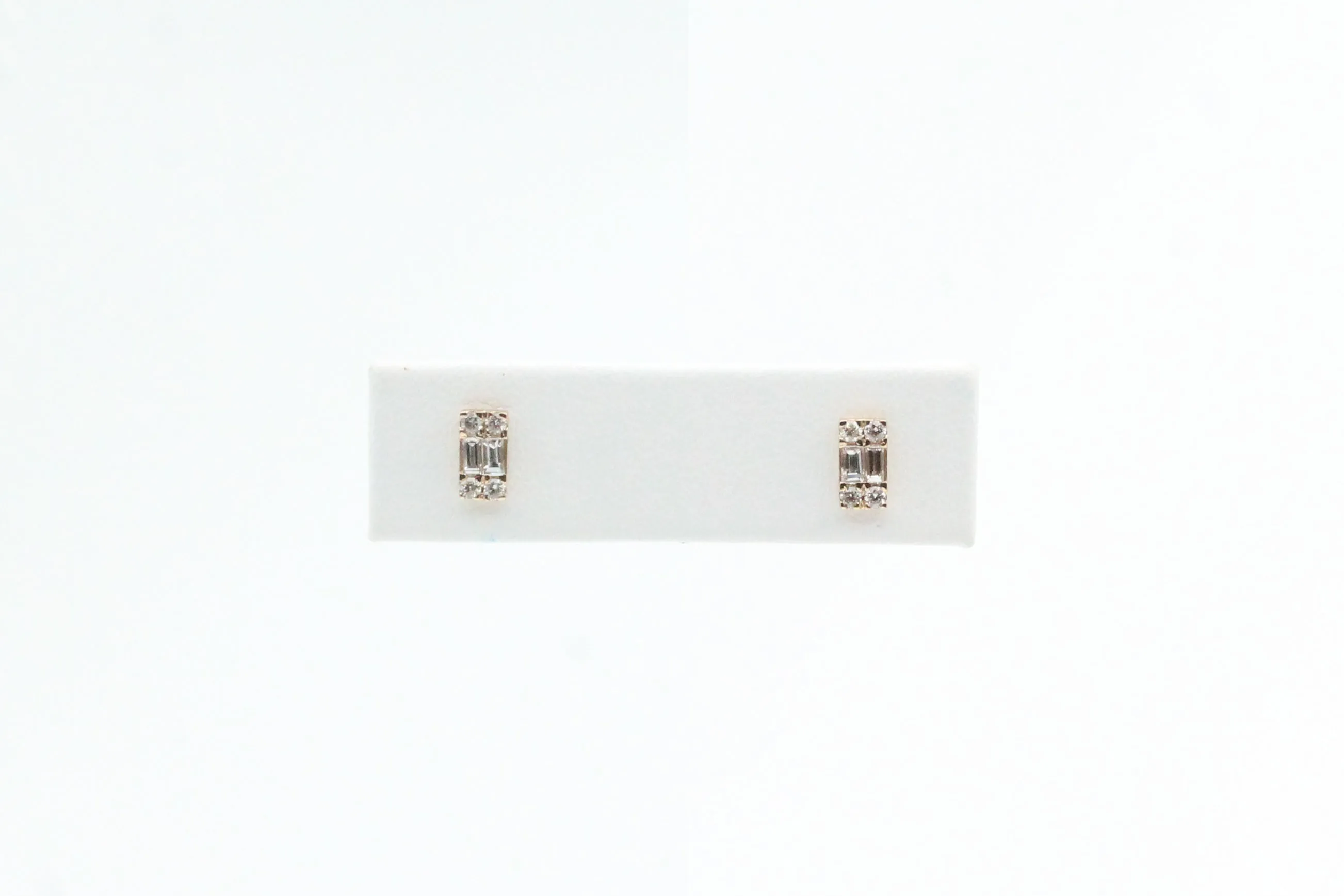 Yellow Gold Multi-Diamond Bar Earrings