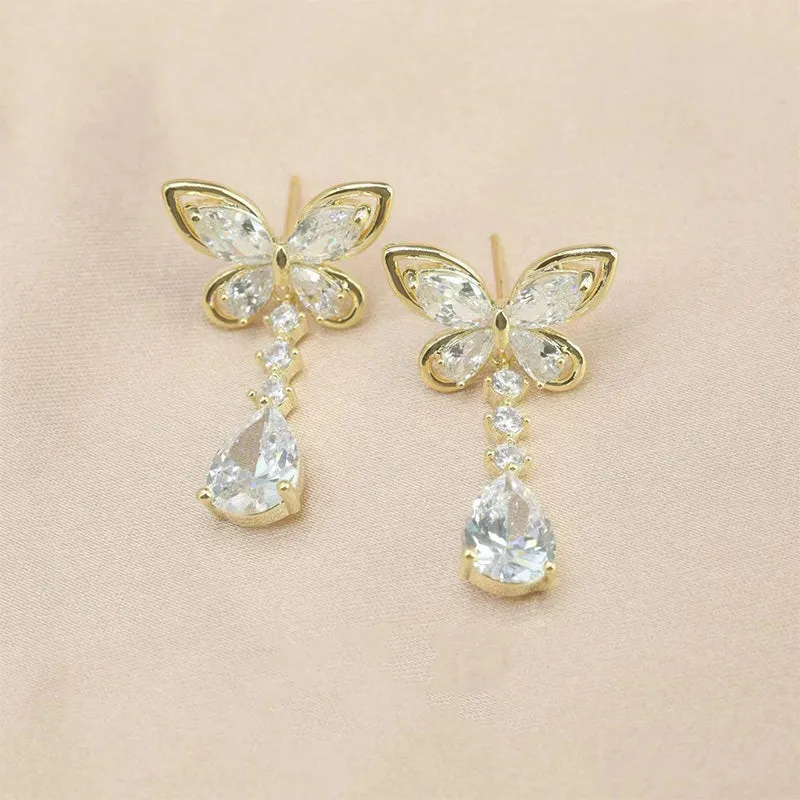 Zircon Butterfly Earrings - Great Gift