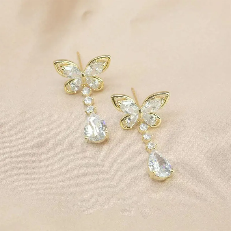 Zircon Butterfly Earrings - Great Gift