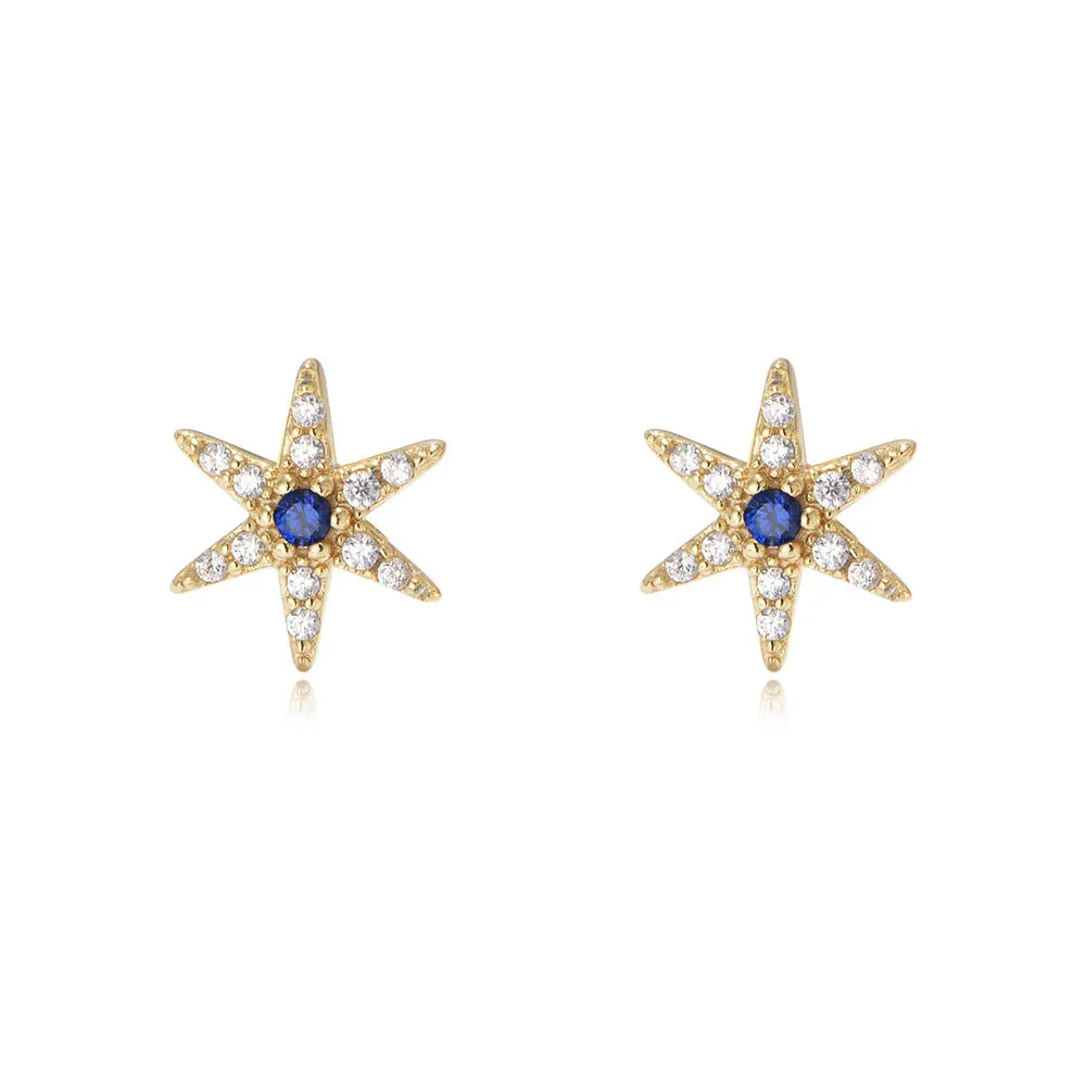 Zircon Six-pointed Star Silver Studs Earrings for Women