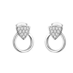 Zircon Triangle Hollow Circle Silver Studs Earrings for Women